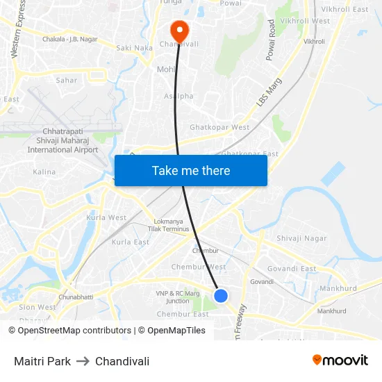 Maitri Park to Chandivali map