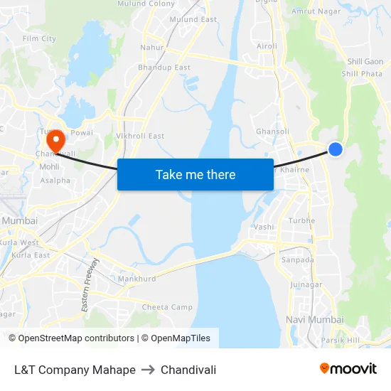 L&T Company Mahape to Chandivali map