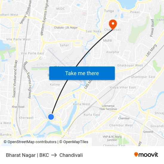 Bharat Nagar | BKC to Chandivali map