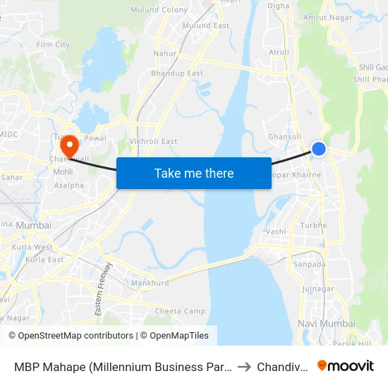 MBP Mahape (Millennium Business Park) to Chandivali map
