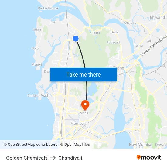 Golden Chemicals to Chandivali map