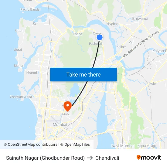 Sainath Nagar (Ghodbunder Road) to Chandivali map