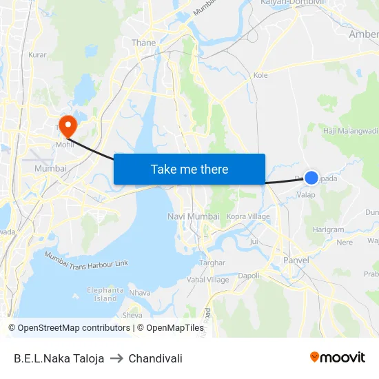 B.E.L.Naka Taloja to Chandivali map