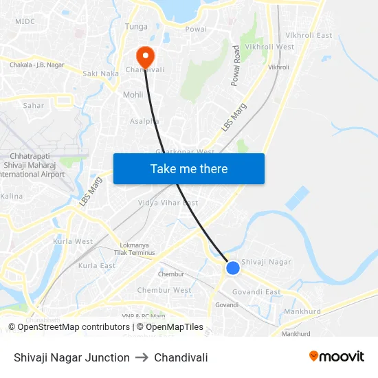 Shivaji Nagar Junction to Chandivali map