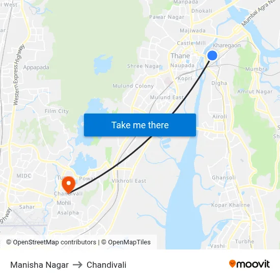 Manisha Nagar to Chandivali map