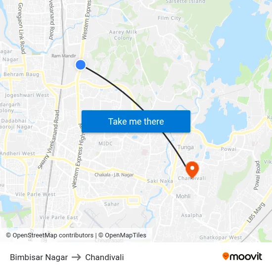 Bimbisar Nagar to Chandivali map
