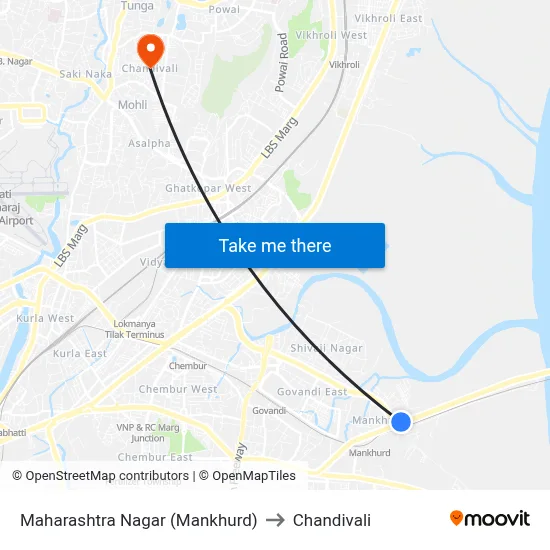 Maharashtra Nagar (Mankhurd) to Chandivali map