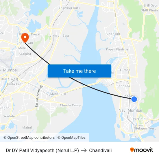 Dr DY Patil Vidyapeeth (Nerul L.P) to Chandivali map