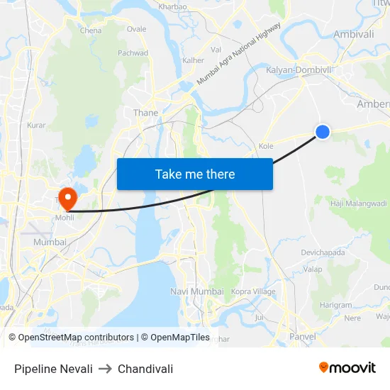 Pipeline Nevali to Chandivali map
