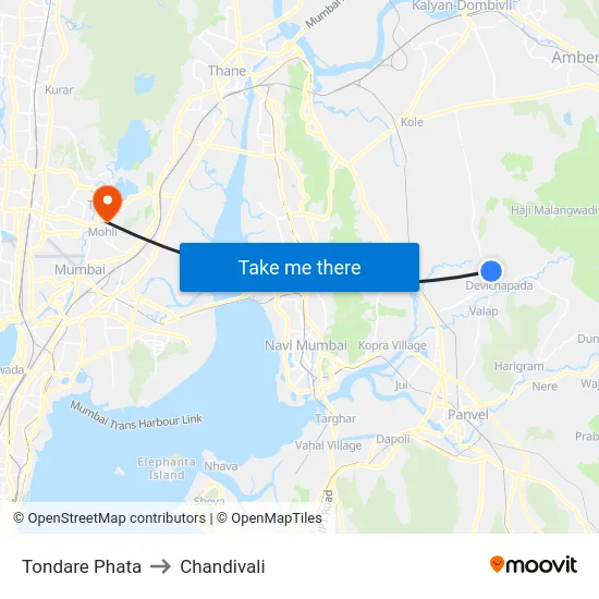 Tondare Phata to Chandivali map