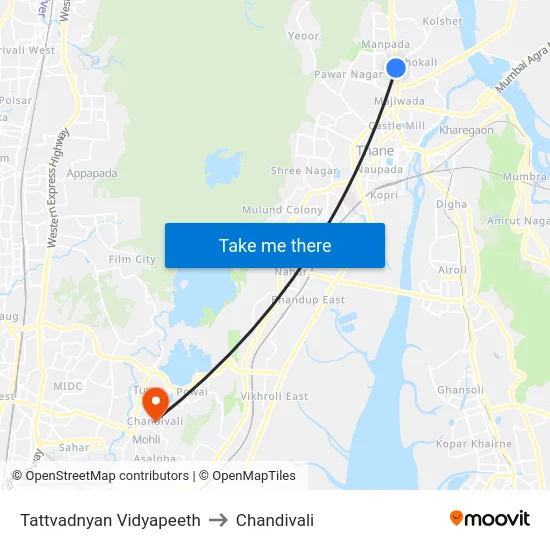 Tattvadnyan Vidyapeeth to Chandivali map