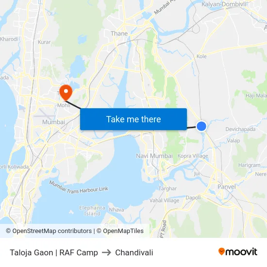 Taloja Gaon | RAF Camp to Chandivali map