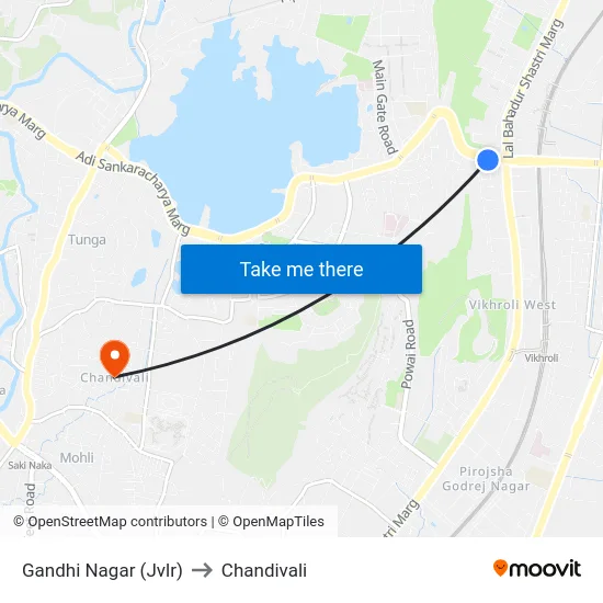 Gandhi Nagar (Jvlr) to Chandivali map