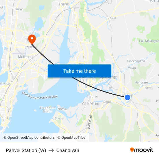 Panvel Station (W) to Chandivali map