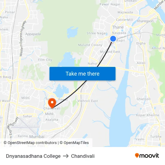 Dnyanasadhana College to Chandivali map