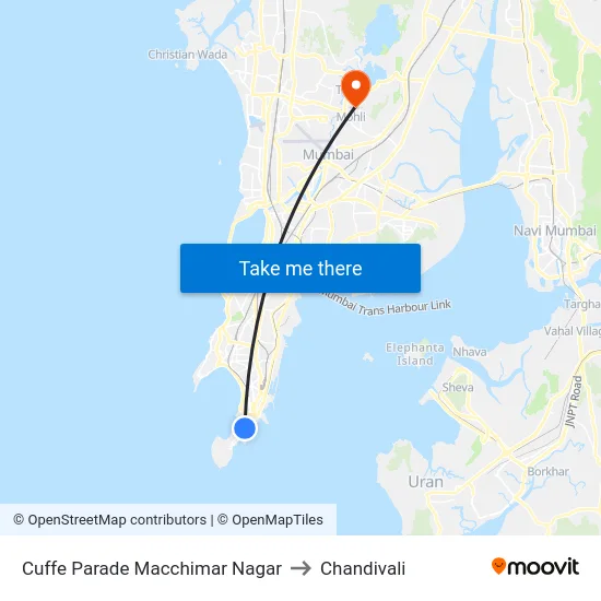 Cuffe Parade Macchimar Nagar to Chandivali map
