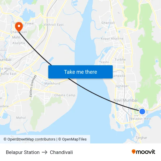 Belapur Station to Chandivali map