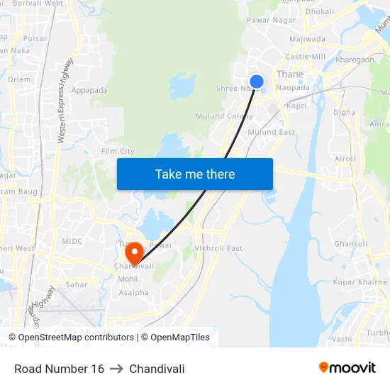 Road Number 16 to Chandivali map