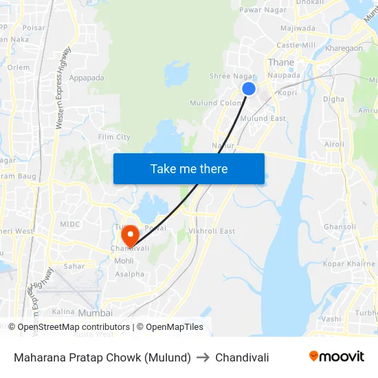 Maharana Pratap Chowk (Mulund) to Chandivali map