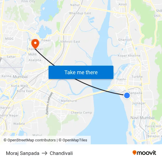 Moraj Sanpada to Chandivali map