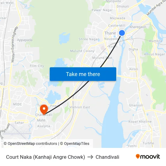 Court Naka (Kanhaji Angre Chowk) to Chandivali map