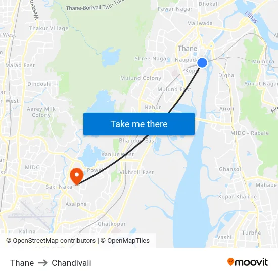 Thane to Chandivali map
