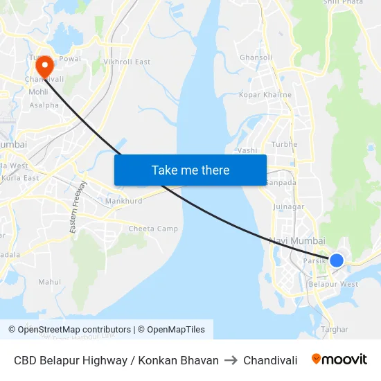 CBD Belapur Highway / Konkan Bhavan to Chandivali map