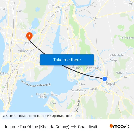 Income Tax Office (Khanda Colony) to Chandivali map