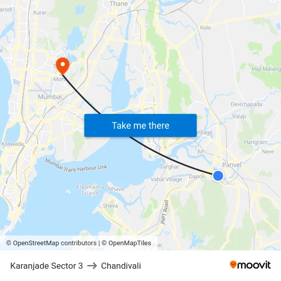Karanjade Sector 3 to Chandivali map