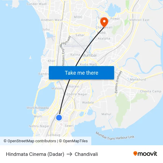 Hindmata Cinema (Dadar) to Chandivali map