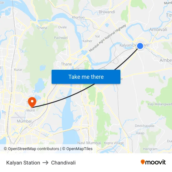 Kalyan Station to Chandivali map