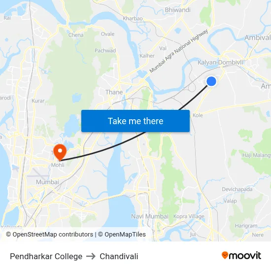 Pendharkar College to Chandivali map