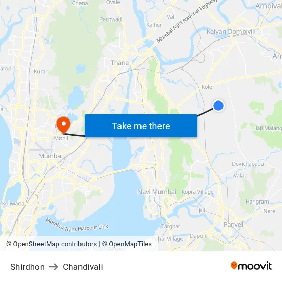 Shirdhon to Chandivali map