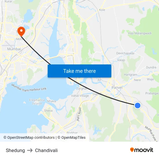 Shedung to Chandivali map