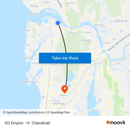 KD Empire to Chandivali map