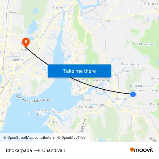 Bhokarpada to Chandivali map
