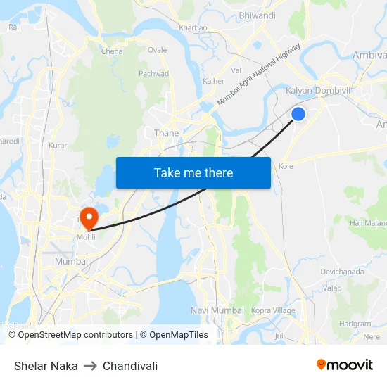Shelar Naka to Chandivali map