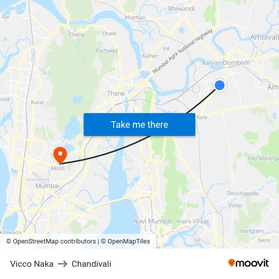 Vicco Naka to Chandivali map