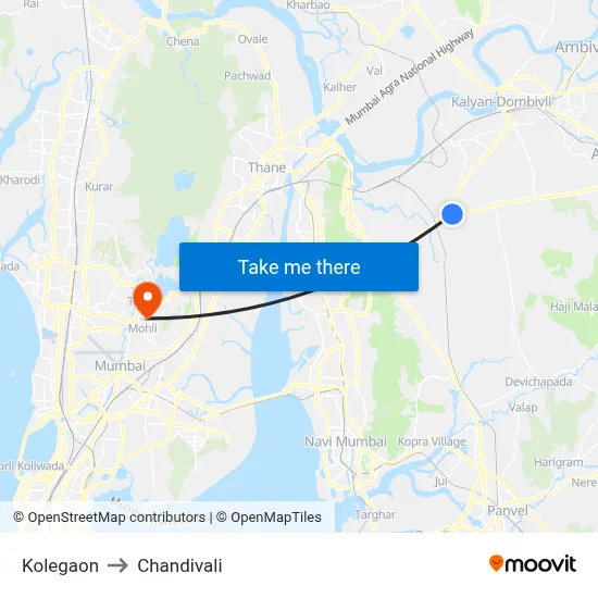 Kolegaon to Chandivali map
