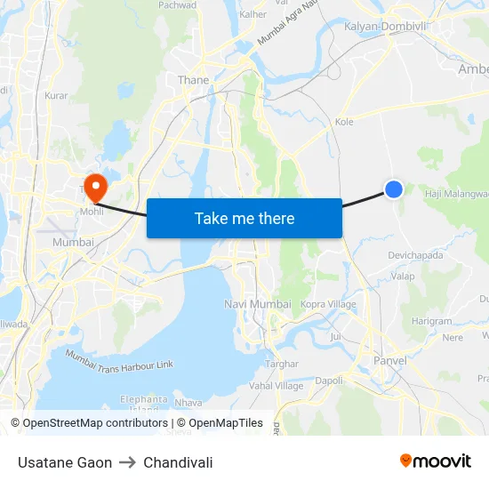 Usatane Gaon to Chandivali map