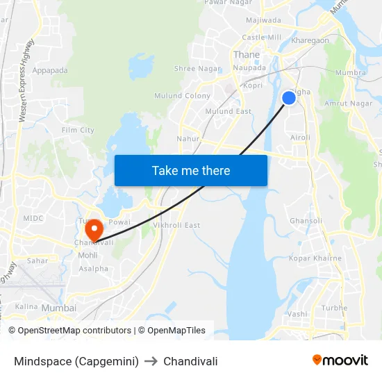 Mindspace (Capgemini) to Chandivali map