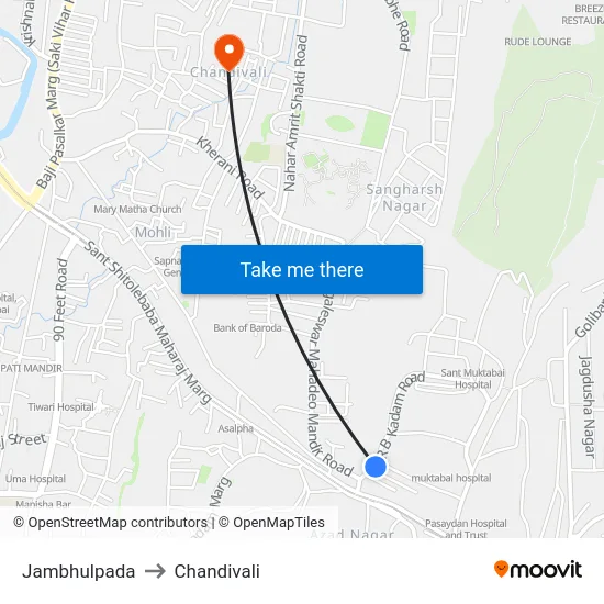Jambhulpada to Chandivali map