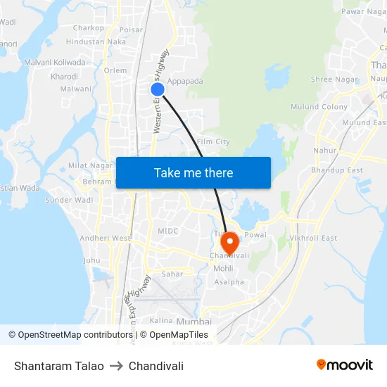 Shantaram Talao to Chandivali map