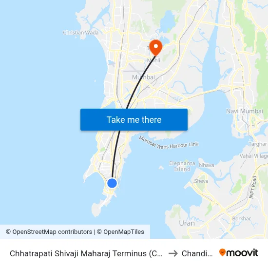 Chhatrapati Shivaji Maharaj Terminus (C.S.M.T.) to Chandivali map