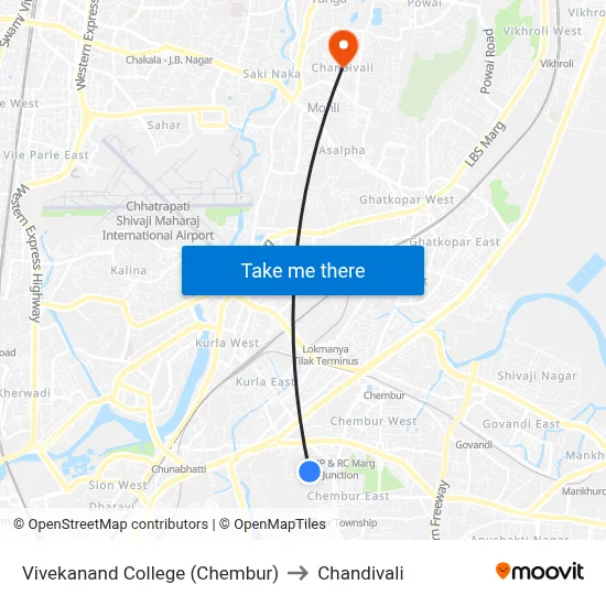 Vivekanand College (Chembur) to Chandivali map