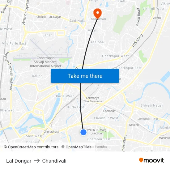 Lal Dongar to Chandivali map
