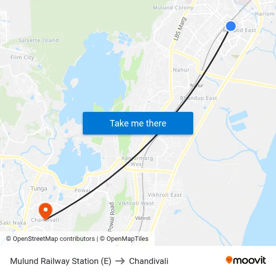 Mulund Railway Station (E) to Chandivali map