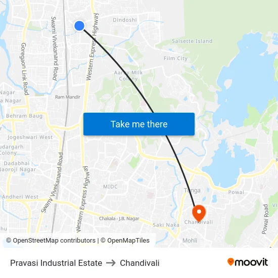 Pravasi Industrial Estate to Chandivali map