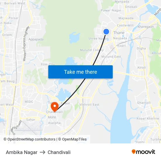 Ambika Nagar to Chandivali map