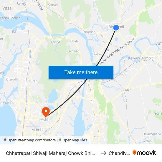Chhatrapati Shivaji Maharaj Chowk Bhiwandi to Chandivali map